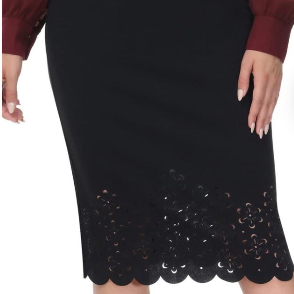 Kate Kasin Bodycon Fitted black High Waisted Pencil Professional Skirt